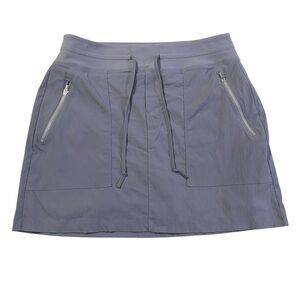 Athleta Womans Sz 10 Slate Blue Drawstring Zip Pocket Mini Skort
